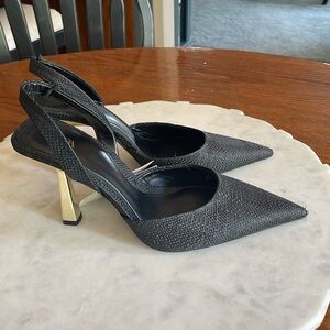 Zara Sling Back Gold Heels